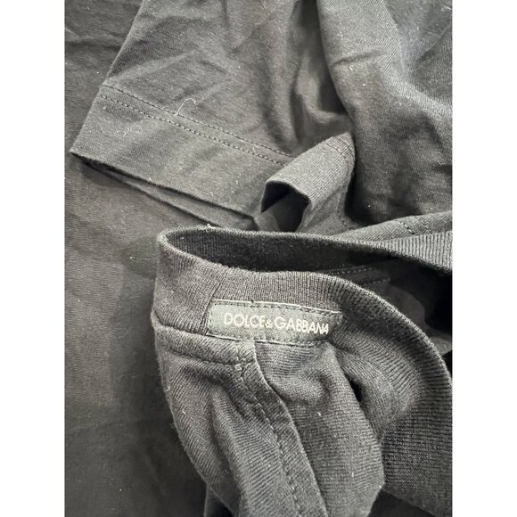 Dolce & Gabbana Logo Crew Neck Plain T-Shirt in Black - Picture 7 of 7